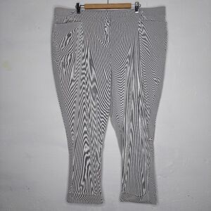 Lane Bryant Pinstripe Trouser Womens 26 Gray White Stretch Cuff Pocket Zip
